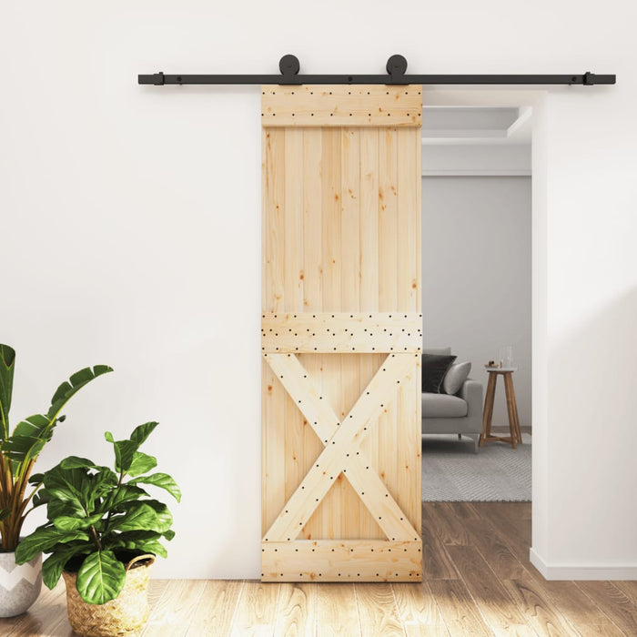 Porta Scorrevole con Set Hardware 70x210 cm Legno Massello Pino 3203076