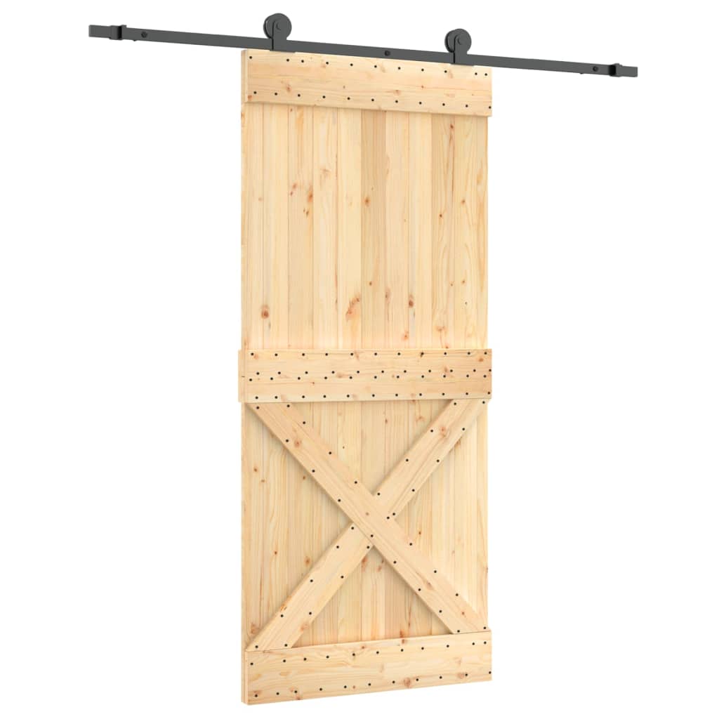 Porta Scorrevole con Set Hardware 90x210 cm Legno Massello Pinocod mxl 94184