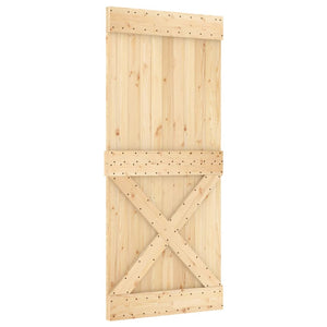 Porta Scorrevole con Set Hardware 90x210 cm Legno Massello Pinocod mxl 94184