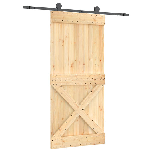 Porta Scorrevole con Set Hardware 95x210 cm Legno Massello Pino 3203080