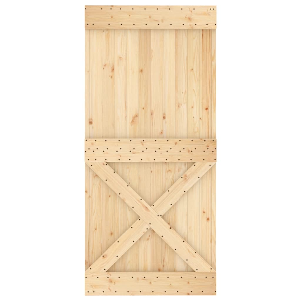 Porta Scorrevole con Set Hardware 95x210 cm Legno Massello Pino 3203080