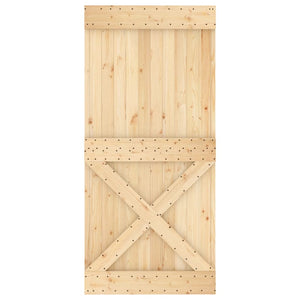 Porta Scorrevole con Set Hardware 95x210 cm Legno Massello Pino 3203080