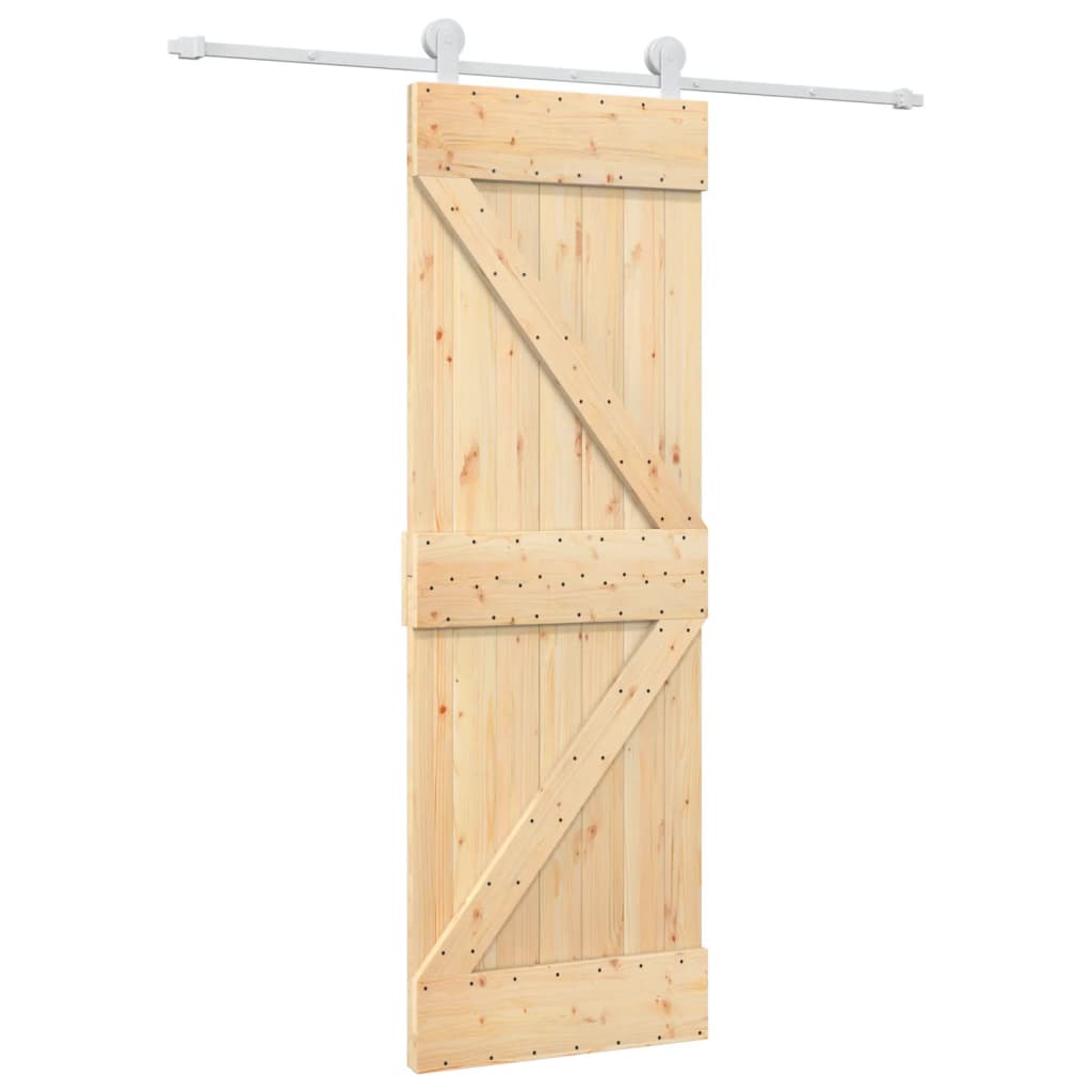 Porta Scorrevole con Set Hardware 70x210 cm Legno Massello Pinocod mxl 117586