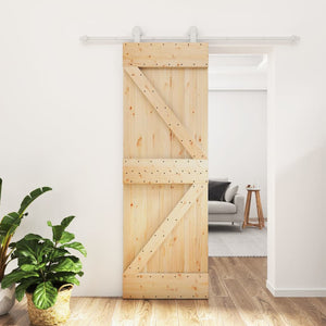 Porta Scorrevole con Set Hardware 70x210 cm Legno Massello Pino 3203082