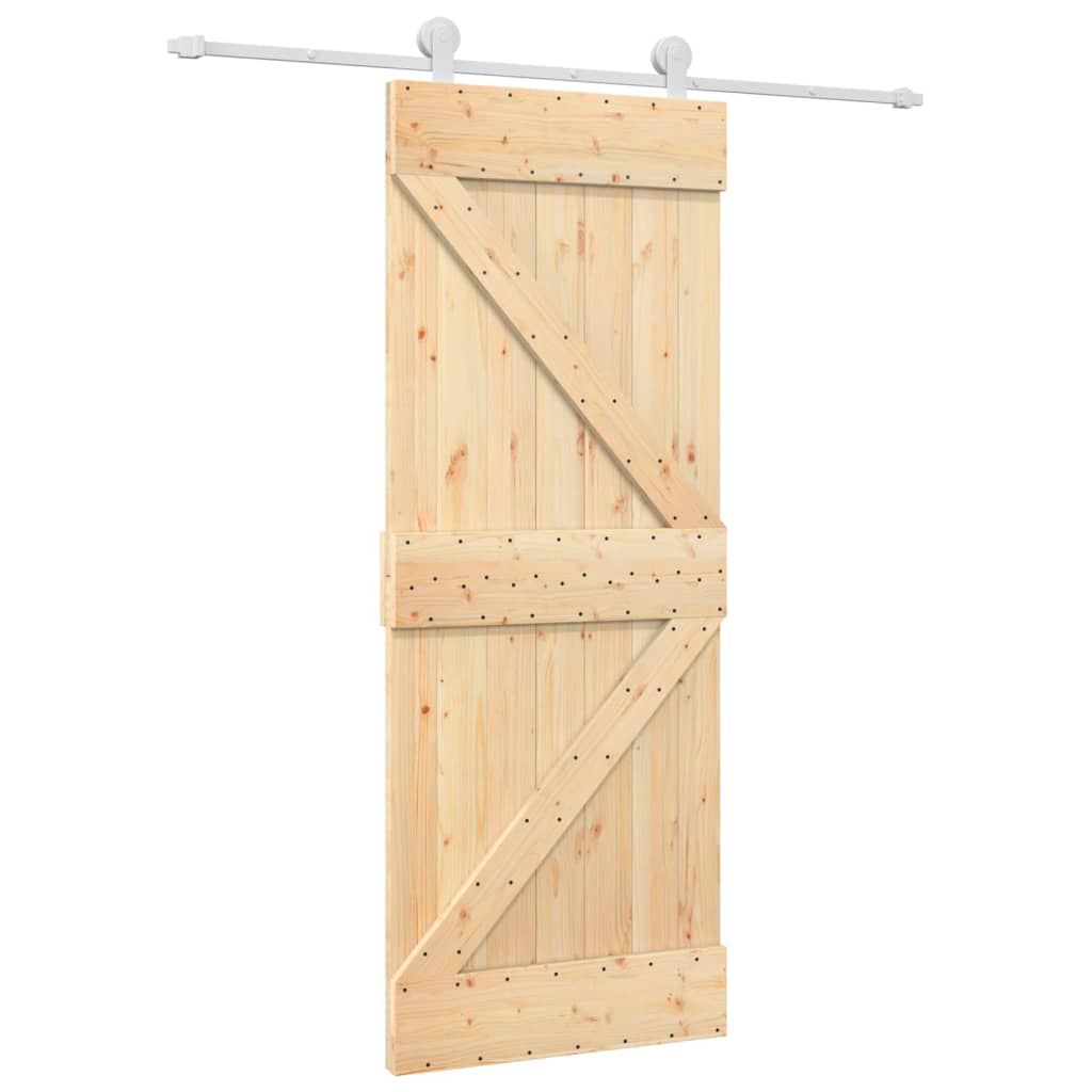 Porta Scorrevole con Set Hardware 80x210 cm Legno Massello Pino 3203084