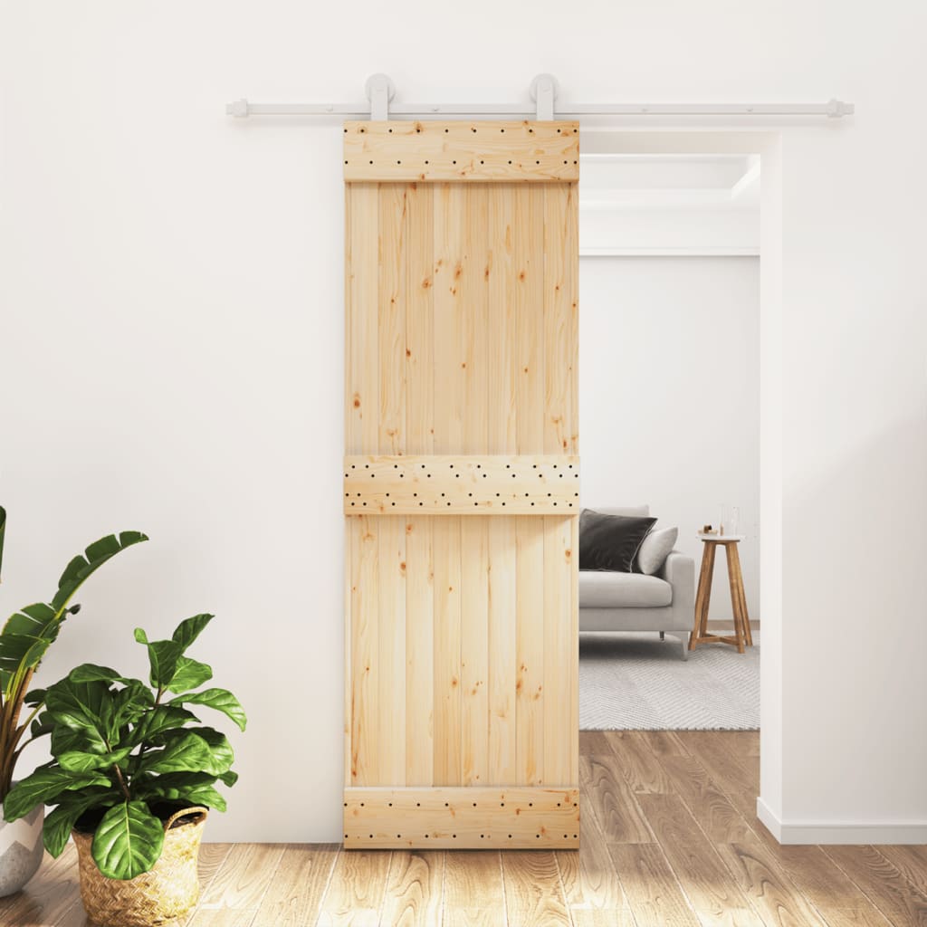 Porta Scorrevole con Set Hardware 70x210 cm Legno Massello Pino 3203086