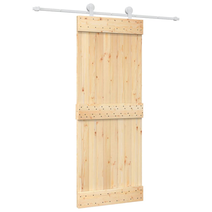 Porta Scorrevole con Set Hardware 80x210 cm Legno Massello Pino 3203087