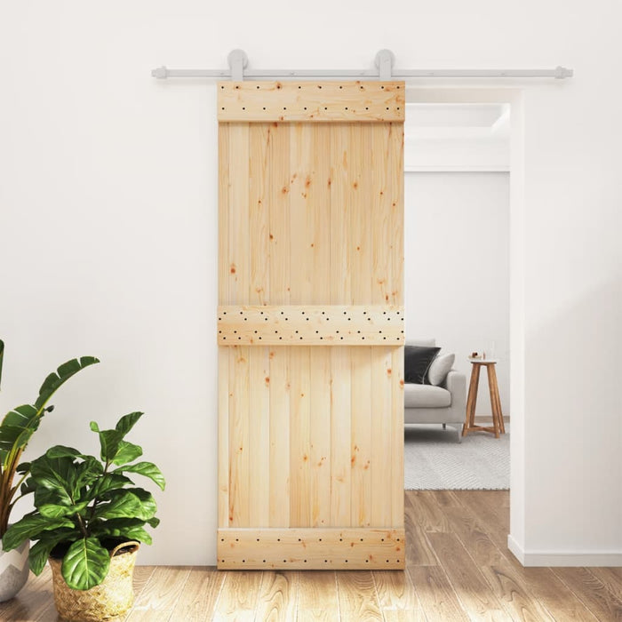 Porta Scorrevole con Set Hardware 80x210 cm Legno Massello Pino 3203087