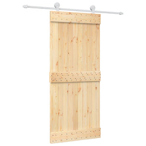 Porta Scorrevole con Set Hardware 90x210 cm Legno Massello Pino 3203089