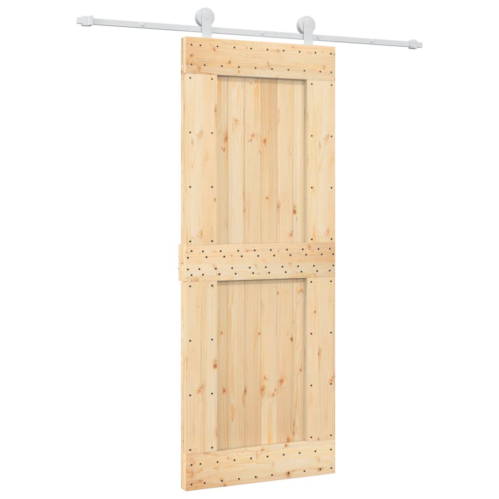 Porta Scorrevole con Set Hardware 80x210 cm Legno Massello Pino 3203091