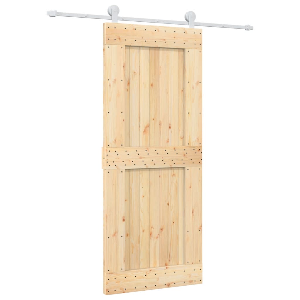 Porta Scorrevole con Set Hardware 85x210 cm Legno Massello Pino 3203092