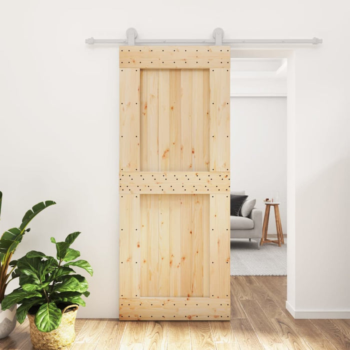 Porta Scorrevole con Set Hardware 85x210 cm Legno Massello Pinocod mxl 69650