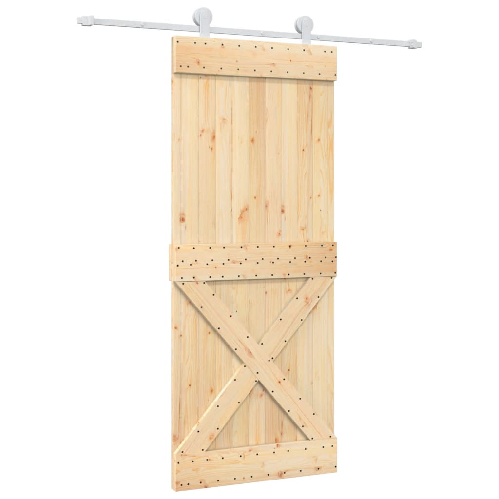 Porta Scorrevole con Set Hardware 85x210 cm Legno Massello Pino 3203096