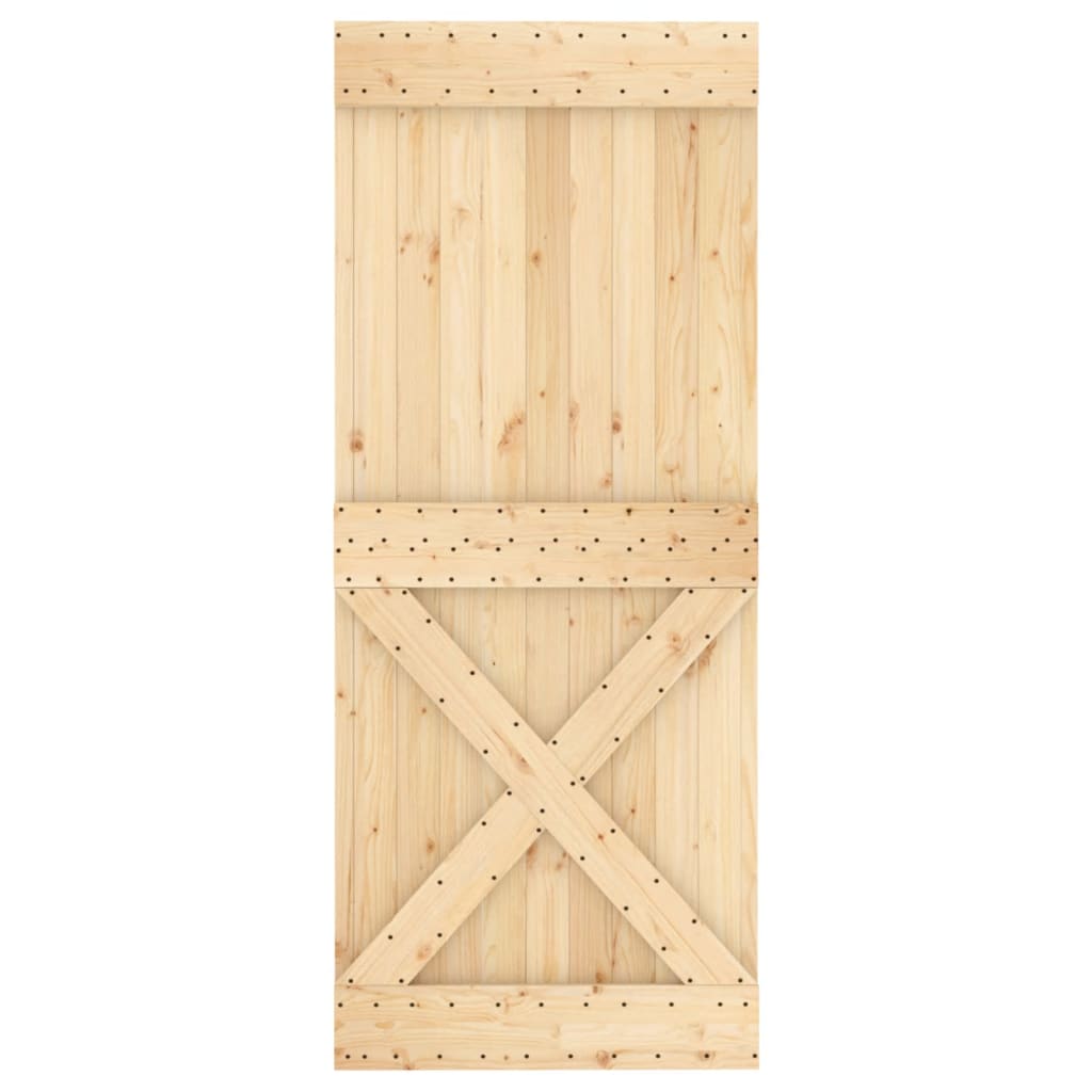 Porta Scorrevole con Set Hardware 85x210 cm Legno Massello Pino 3203096