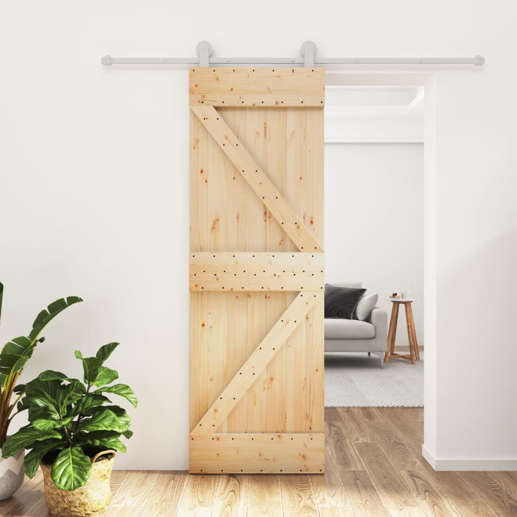 Porta Scorrevole con Set Hardware 70x210 cm Legno Massello Pino 3203098