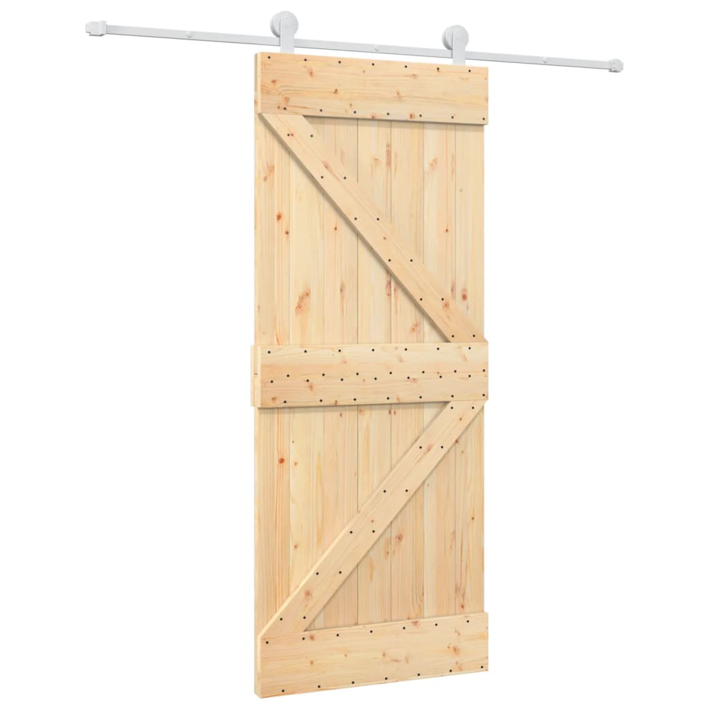 Porta Scorrevole con Set Hardware 85x210 cm Legno Massello Pinocod mxl 69662