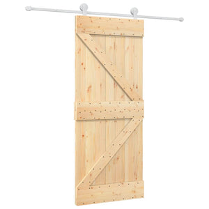 Porta Scorrevole con Set Hardware 85x210 cm Legno Massello Pinocod mxl 69662