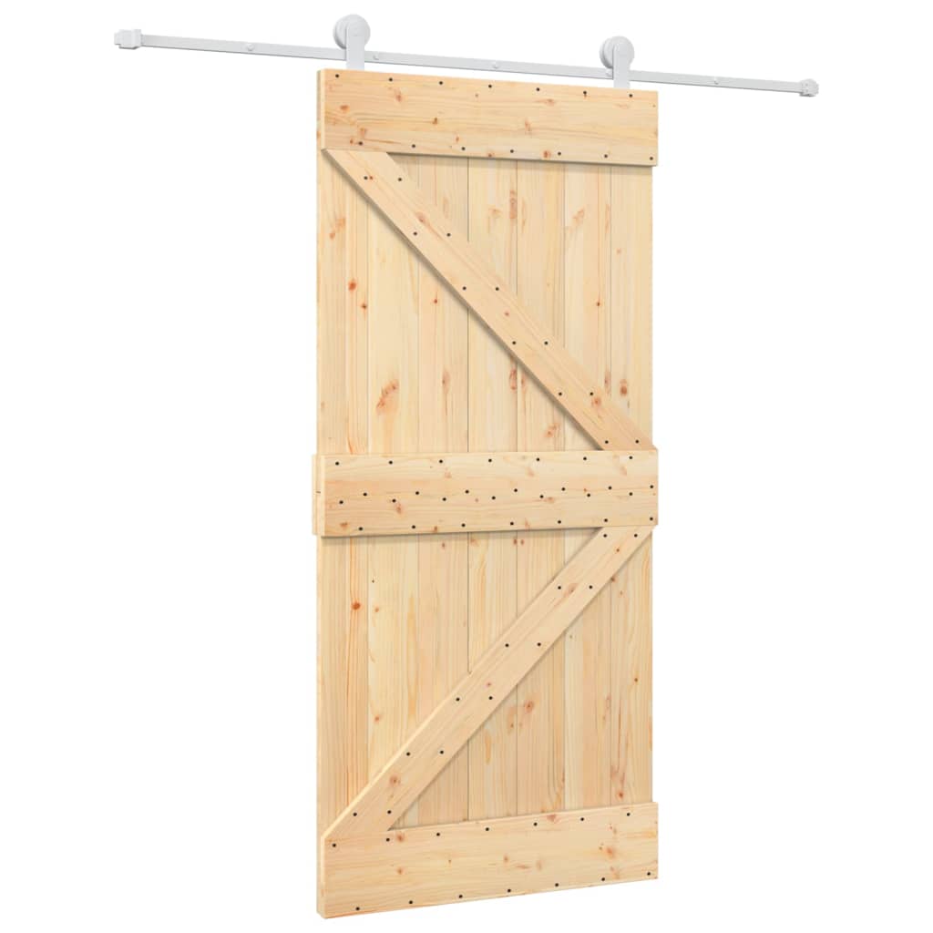 Porta Scorrevole con Set Hardware 95x210 cm Legno Massello Pino 3203100