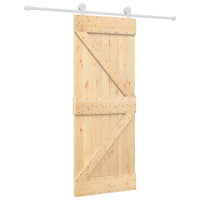 Porta Scorrevole con Set Hardware 80x210 cm Legno Massello Pinocod mxl 69649