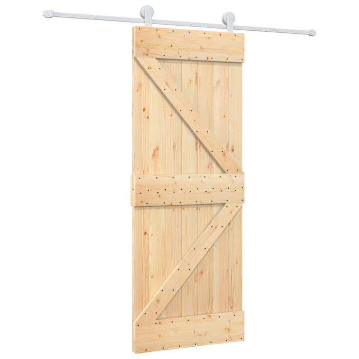 Porta Scorrevole con Set Hardware 80x210 cm Legno Massello Pinocod mxl 69649