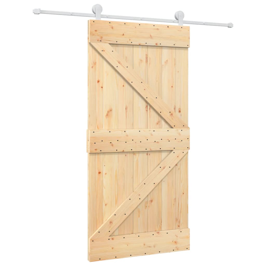 Porta Scorrevole con Set Hardware 100x210cm Legno Massello Pinocod mxl 69648