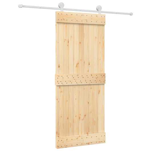 Porta Scorrevole con Set Hardware 85x210 cm Legno Massello Pino 3203106