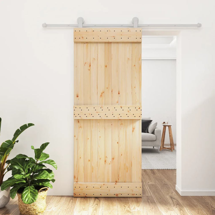 Porta Scorrevole con Set Hardware 85x210 cm Legno Massello Pino 3203106