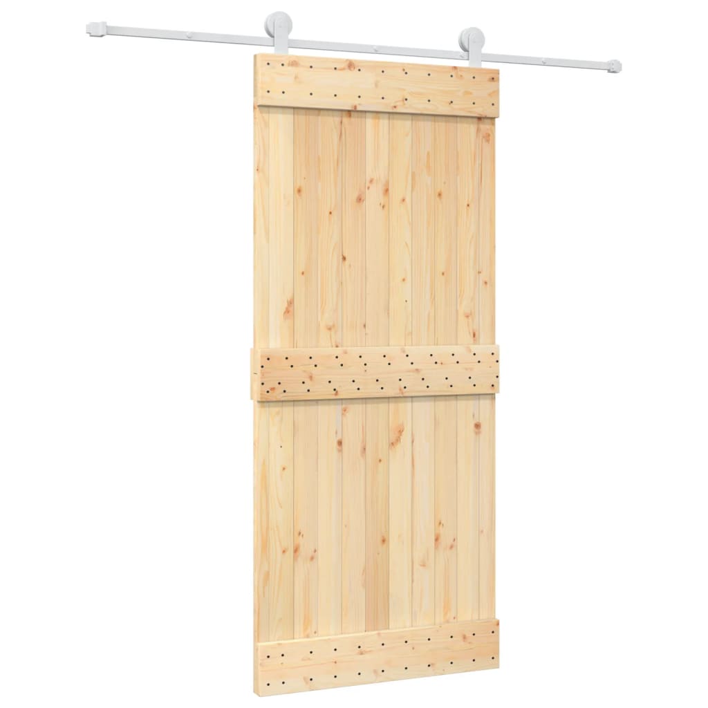 Porta Scorrevole con Set Hardware 90x210 cm Legno Massello Pinocod mxl 117605