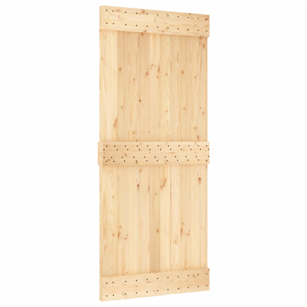 Porta Scorrevole con Set Hardware 90x210 cm Legno Massello Pinocod mxl 117605