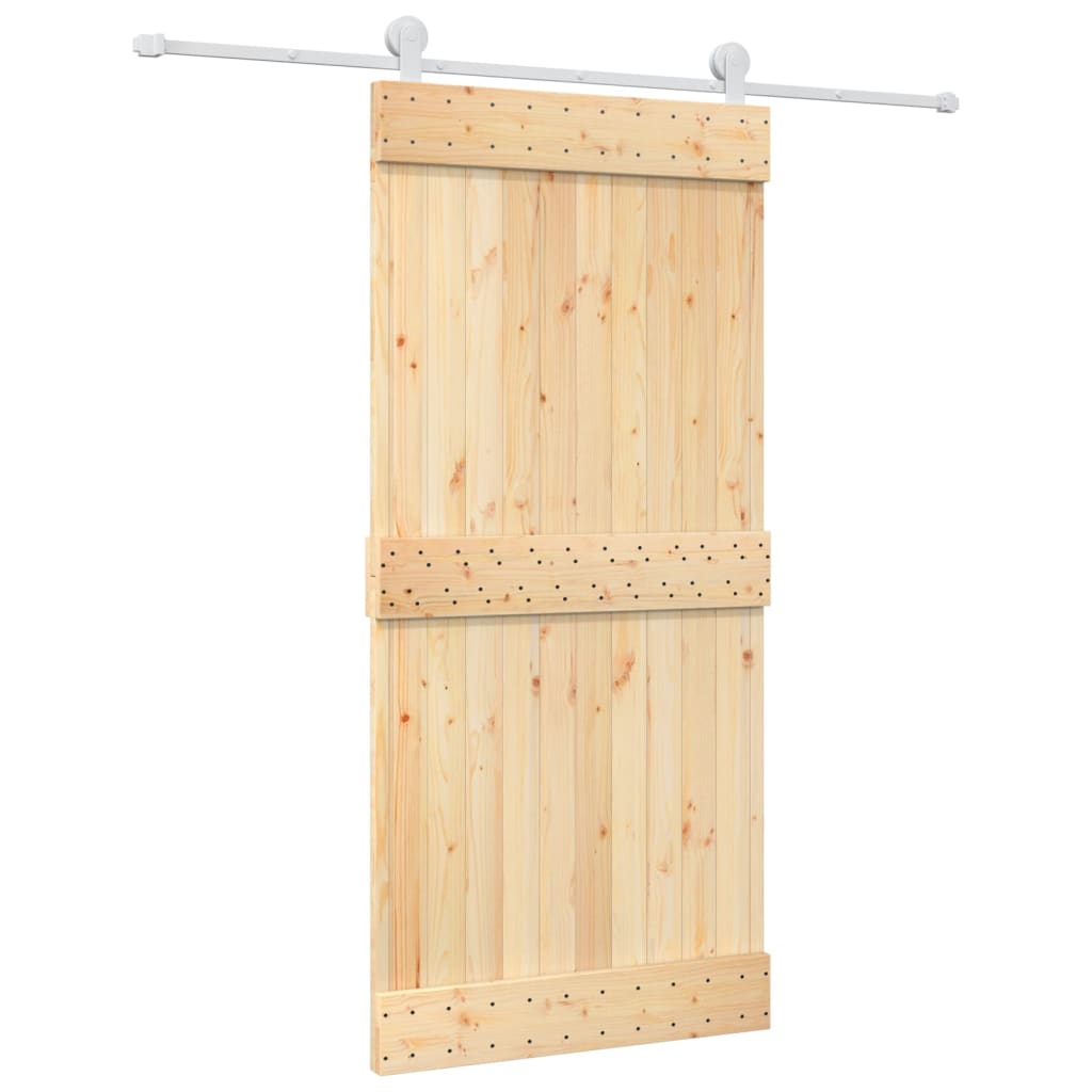 Porta Scorrevole con Set Hardware 95x210 cm Legno Massello Pinocod mxl 69651