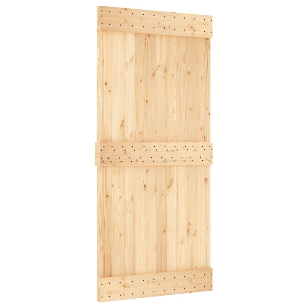 Porta Scorrevole con Set Hardware 95x210 cm Legno Massello Pinocod mxl 69651