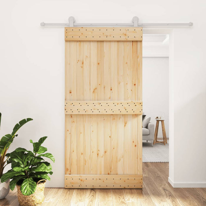 Porta Scorrevole con Set Hardware 100x210cm Legno Massello Pinocod mxl 93670