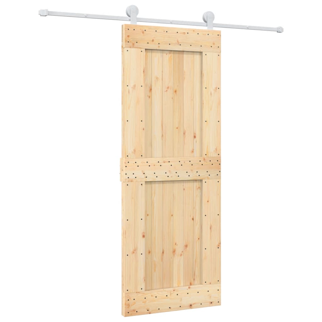 Porta Scorrevole con Set Hardware 80x210 cm Legno Massello Pinocod mxl 117595