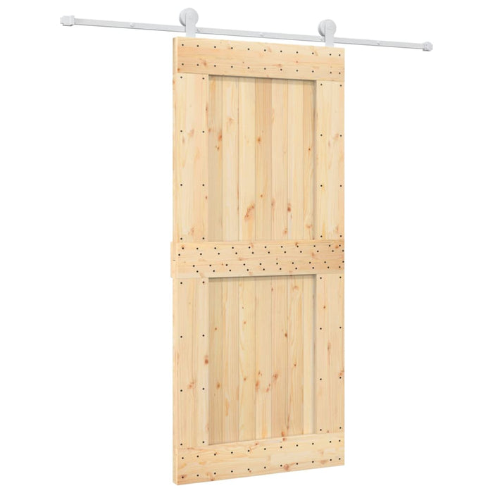 Porta Scorrevole con Set Hardware 90x210 cm Legno Massello Pinocod mxl 117594