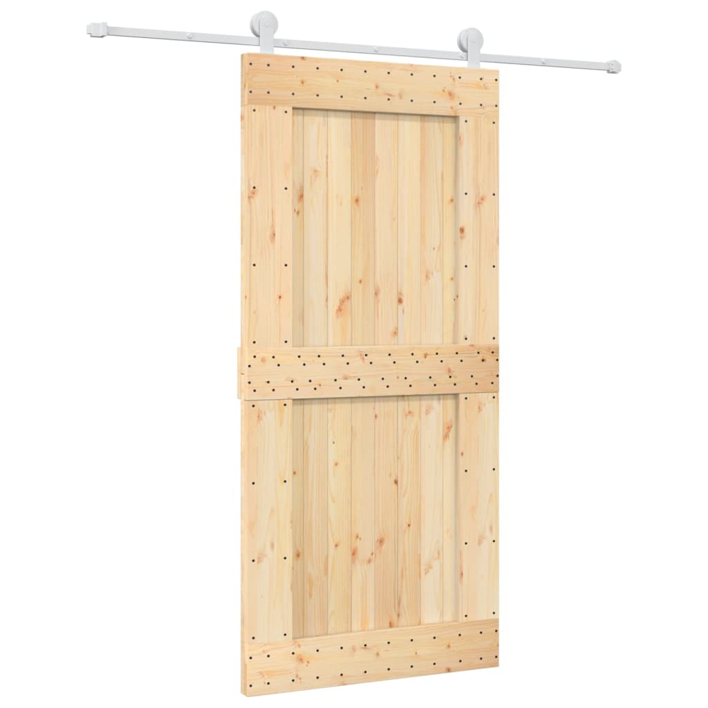 Porta Scorrevole con Set Hardware 95x210 cm Legno Massello Pinocod mxl 93663