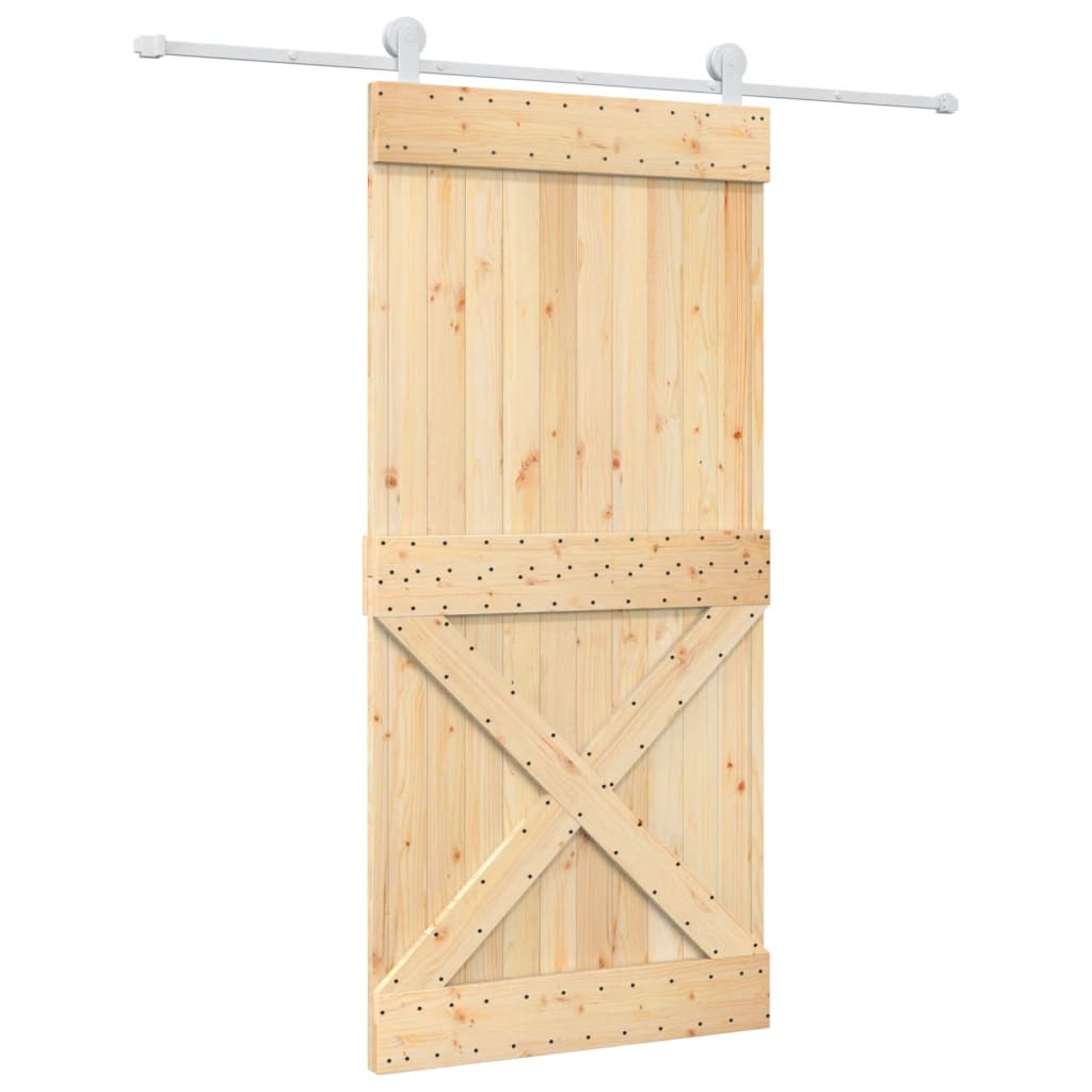 Porta Scorrevole con Set Hardware 95x210 cm Legno Massello Pinocod mxl 69657