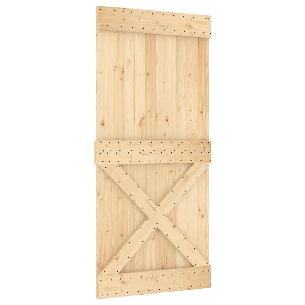 Porta Scorrevole con Set Hardware 95x210 cm Legno Massello Pinocod mxl 69657