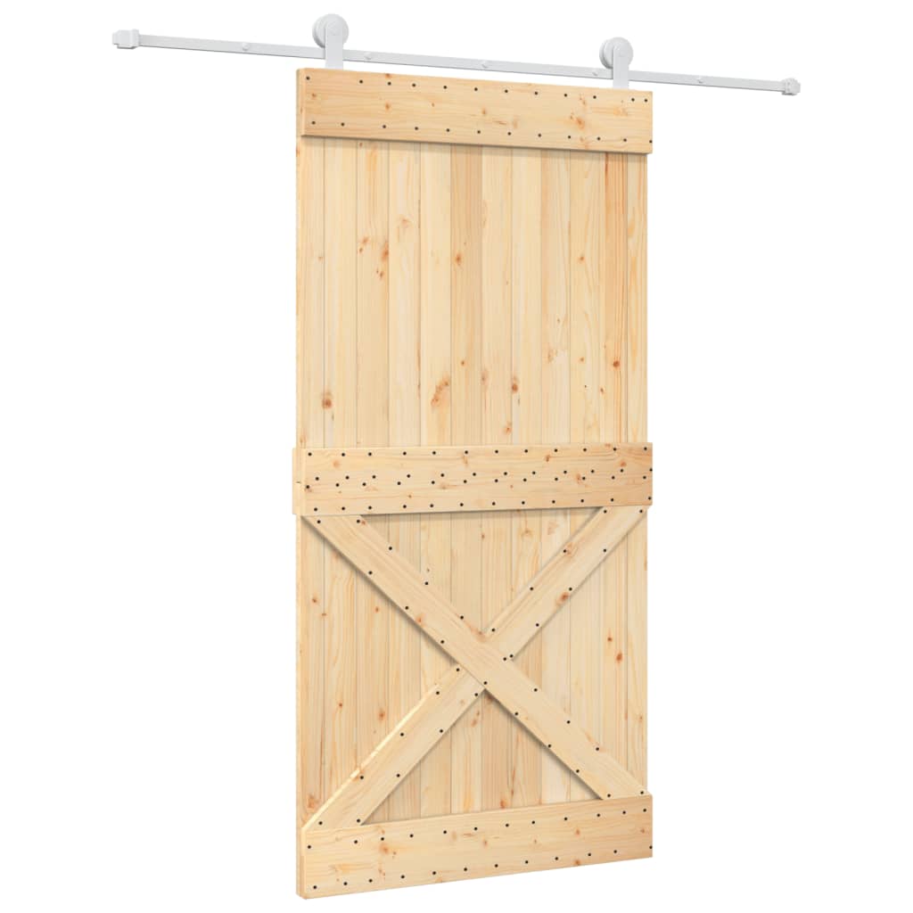 Porta Scorrevole con Set Hardware 100x210cm Legno Massello Pinocod mxl 93664