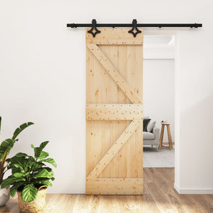 Porta Scorrevole con Set Hardware 70x210 cm Legno Massello Pinocod mxl 70168