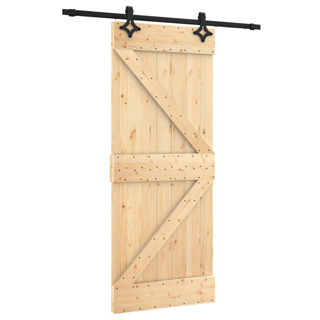 Porta Scorrevole con Set Hardware 85x210 cm Legno Massello Pinocod mxl 94186