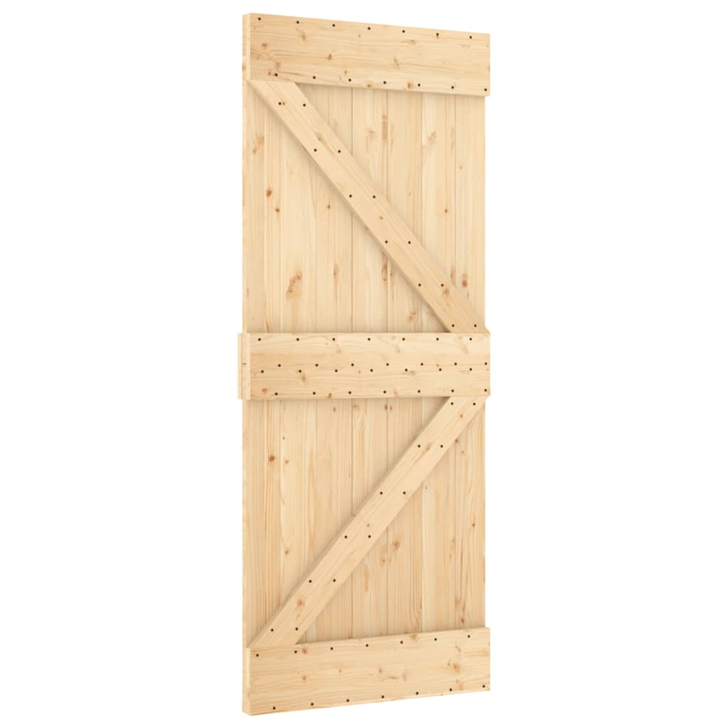 Porta Scorrevole con Set Hardware 85x210 cm Legno Massello Pinocod mxl 94186