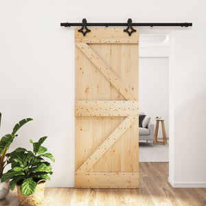 Porta Scorrevole con Set Hardware 85x210 cm Legno Massello Pinocod mxl 94186