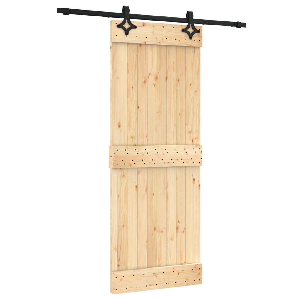 Porta Scorrevole con Set Hardware 80x210 cm Legno Massello Pino 3203125