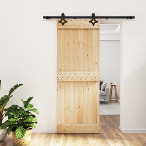 Porta Scorrevole con Set Hardware 80x210 cm Legno Massello Pino 3203125