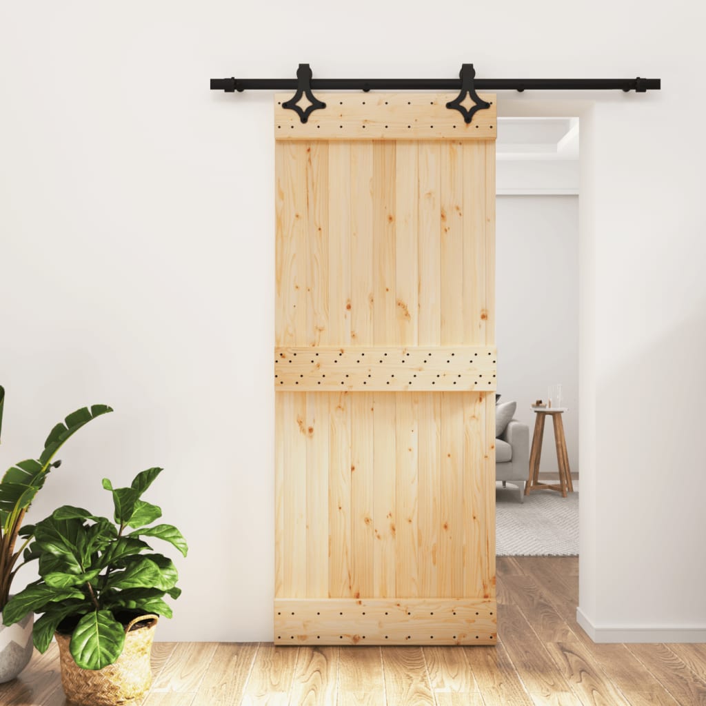 Porta Scorrevole con Set Hardware 85x210 cm Legno Massello Pinocod mxl 118120