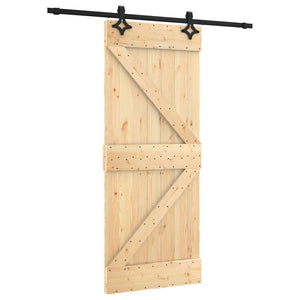 Porta Scorrevole con Set Hardware 85x210 cm Legno Massello Pinocod mxl 94189