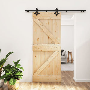 Porta Scorrevole con Set Hardware 85x210 cm Legno Massello Pinocod mxl 94189