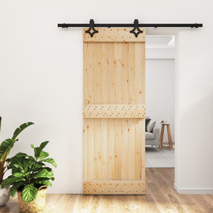 Porta Scorrevole con Set Hardware 80x210 cm Legno Massello Pinocod mxl 94190