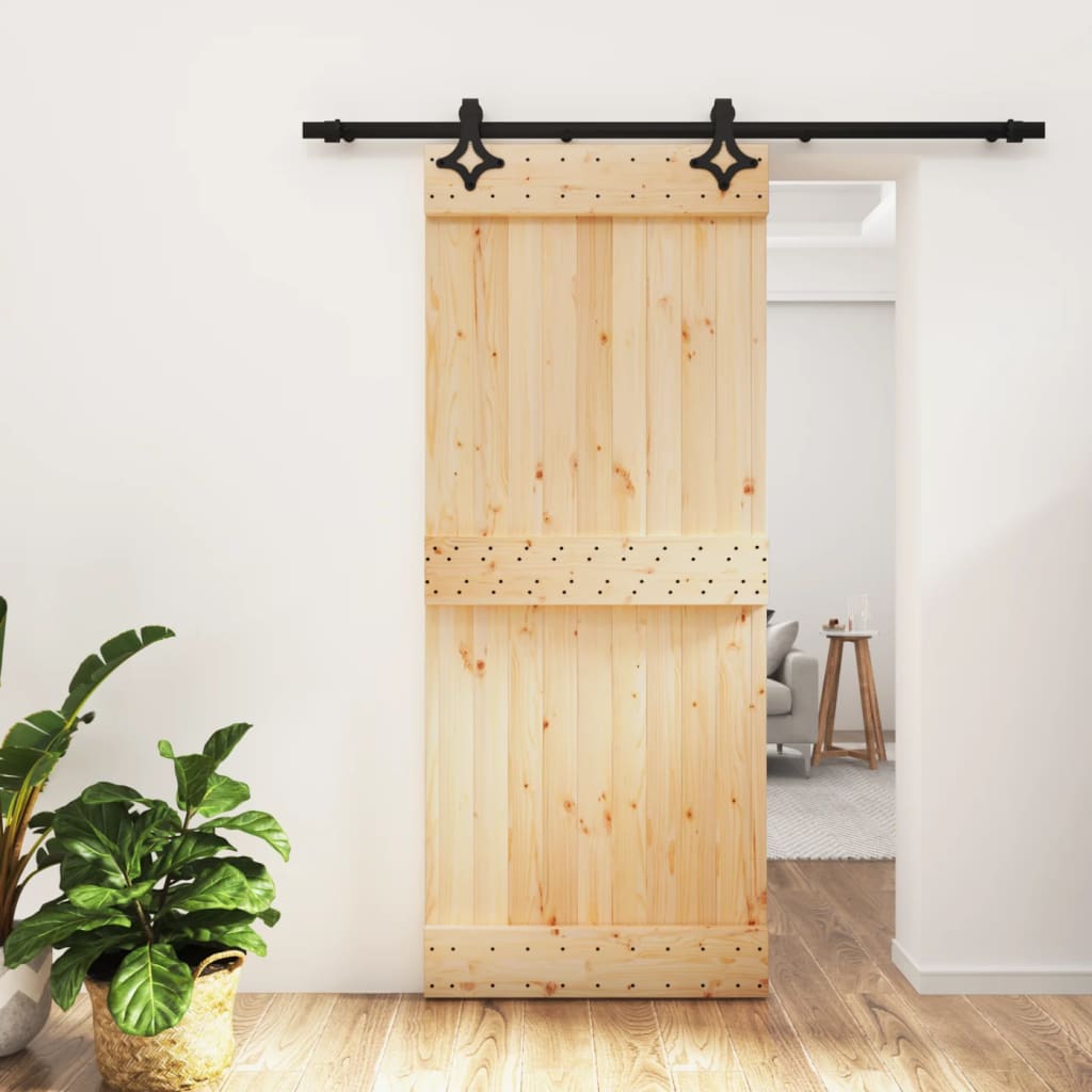 Porta Scorrevole con Set Hardware 85x210 cm Legno Massello Pinocod mxl 70171