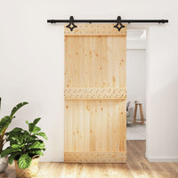 Porta Scorrevole con Set Hardware 95x210 cm Legno Massello Pinocod mxl 70172